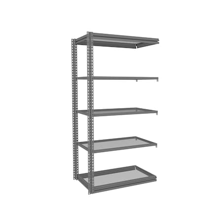 Tennsco Z-Line Shelving W/ Five Perf. Shlvs, Boltless, 48"Wx24"Dx84"H, Add-On, Gry ZM7-4824A-5PD-MGY